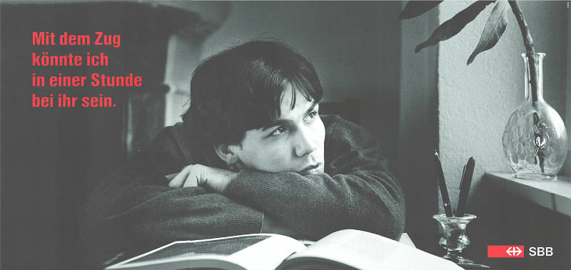 Mit dem Zug könnte ich in einer Stunde bei ihr sein. SBB
