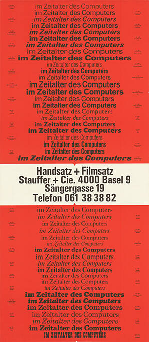 Handsatz + Filmsatz, Stauffer + Cie., 4000 Basel