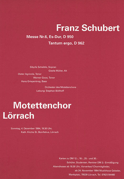 Franz Schubert, Motettenchor Lörrach