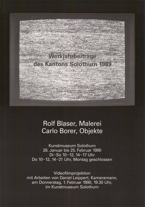 Werkjahrbeiträge des Kantons Solothurn 1989, Rolf Blaser, Carlo Borer, Kunstmuseum Solothurn