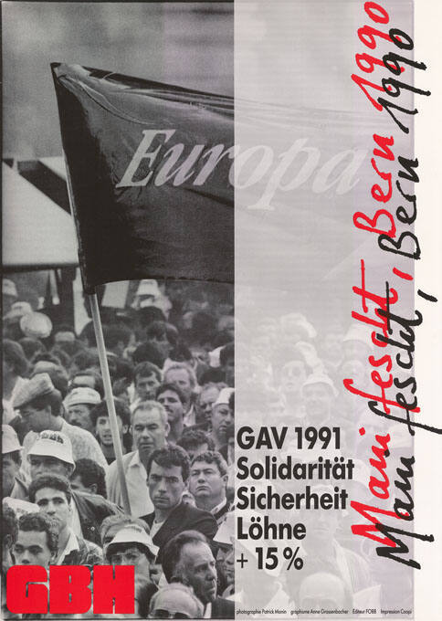 Manifescht, Bern 1990, GAV 1991, Solidarität, Sicherheit, Löhne +15%, GBH