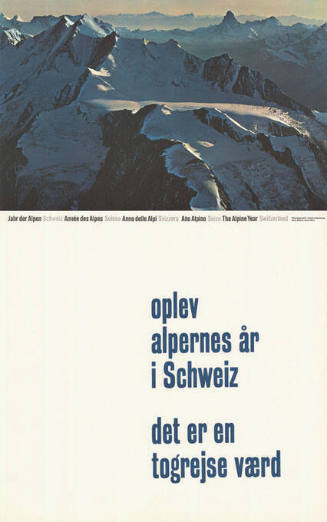 Oplev alpernes år i Schweiz, det er en toģrejse værd. Jahr der Alpen, Schweiz.