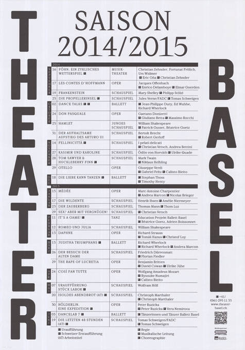 Theater Basel, Saison 2014/2015