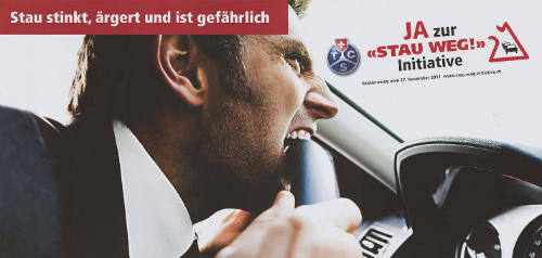 Stau stinkt, ärgert und ist gefährlich, Ja zur «Stau weg!» Initiative, TCS