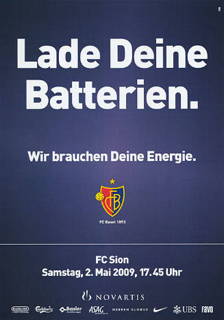 Lade Deine Batterien. Wir brauchen Deine Energie. FCB