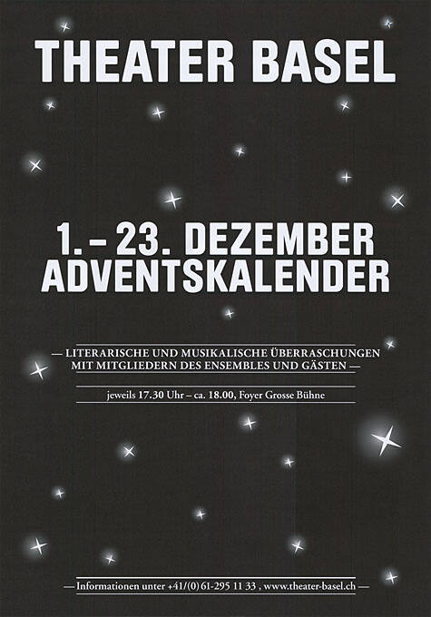 Theater Basel, 1.– 23. Dezember, Adventskalender
