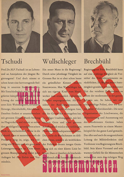 Wählt Liste 5, Sozialdemokraten, Tschudi, Wullschleger, Brechbühl