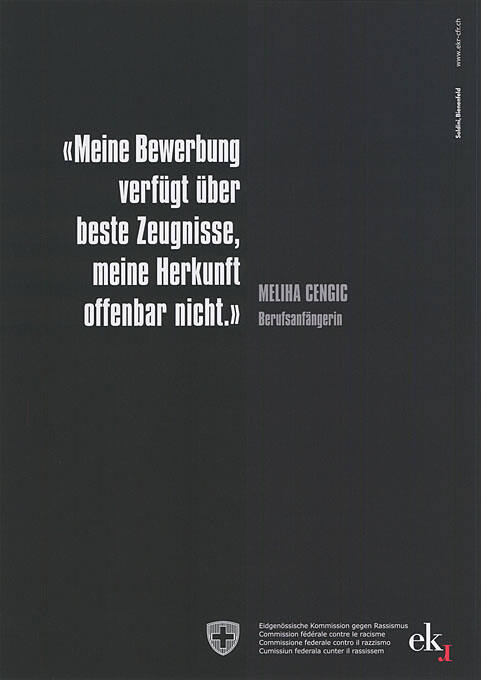 «Meine Bewerbung verfügt über beste Zeugnisse, meine Herkunft offenbar nicht.», Meliha Cengic, Berufsanfängerin