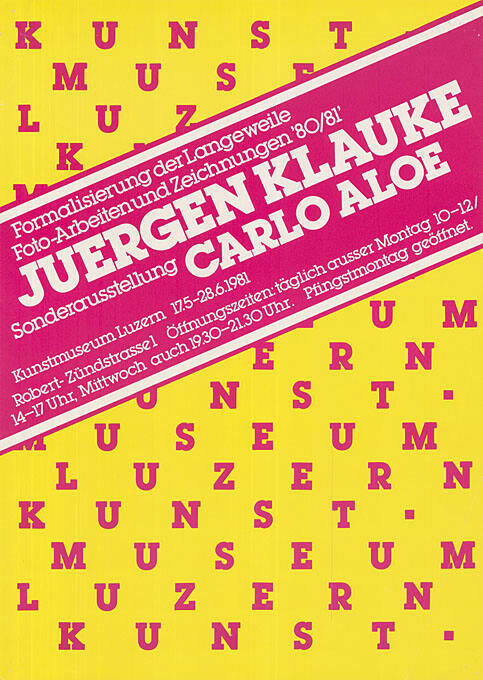 Juergen Klauke, Carlo Aloe, Kunstmuseum Luzern