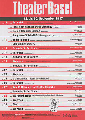 Theater Basel, 13. bis 30. September 1997