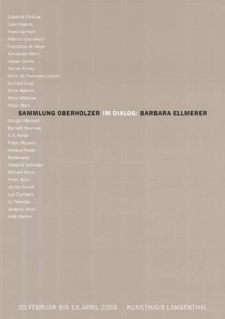 Sammlung Oberholzer im Dialog: Barbara Ellmerer, Kunsthaus Langenthal