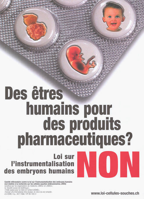 Des êtres humains pour des produits pharmaceutiques? Non