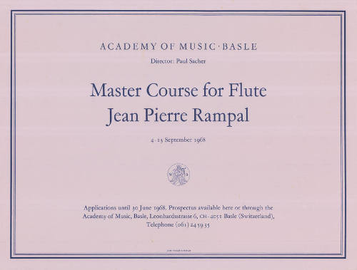 Master Course for Flute, Jean-Pierre Rampal, Academy of Music Basle