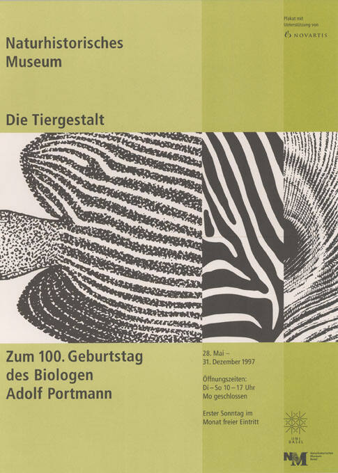 Die Tiergestalt, Zum 100. Geburtstag des Biologen Adolf Portmann, Naturhistorisches Museum Basel
