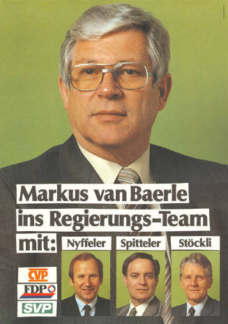 Markus van Baerle ins Regierungs-Team, mit: Nyffeler, Spitteler, Stöckli