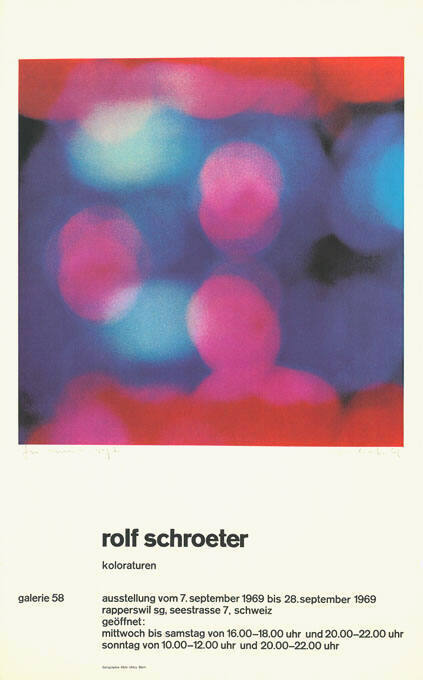 Rolf Schroeter, Koloraturen, Galerie 58, Rapperswill SG