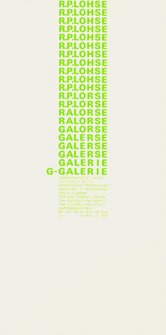 R. P. Lohse, G-Galerie, Basel