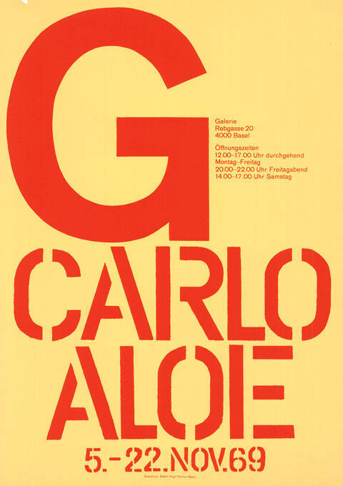 Carlo Aloe, G-Galerie, Basel