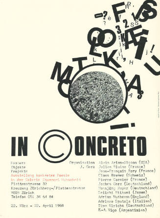 In Concreto, Poster, Objekte, Projekte, Ausstellung konkreter Poesie, Galerie Stummer & Hubschmid, Zürich