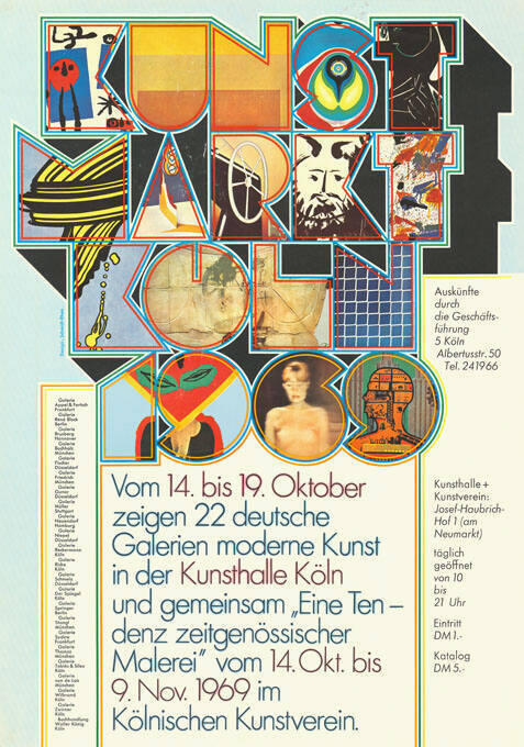 Kunst Markt Köln 1969, Kunsthalle Köln, Kölnischen Kunstverein.