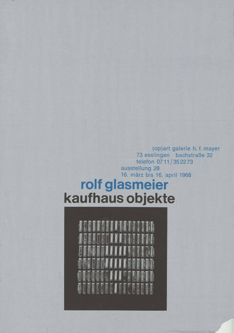 Rolf Glasmeier, Kaufhaus Objekte, (Op)Art Galerie, Esslingen