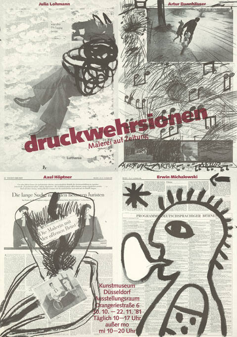 Druckwehrsionen, Malerei und Zeitung, Kunstmuseum Düsseldorf