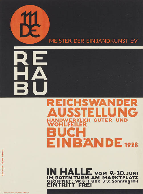 Meister der Einbaukunst E.V., Reichswander Aussstellung, Handweklich guter und wohlfeiler Bucheinbände 1928, Halle