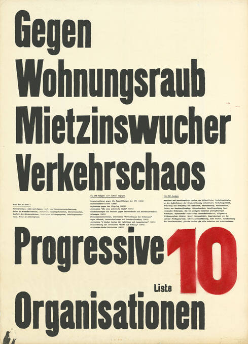 Gegen Wohnungsraub, Mietzinswucher, Verkehrschaos, Progressive Organisationen, Liste 10