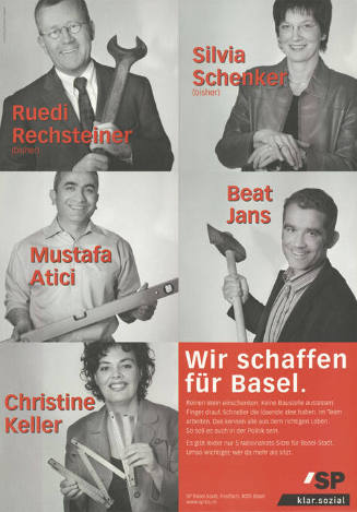 Wir schaffen für Basel. Ruedi Rechsteiner, Silvia Schenker, Mustafa Atici, Beat Jans, Christine Keller, SP