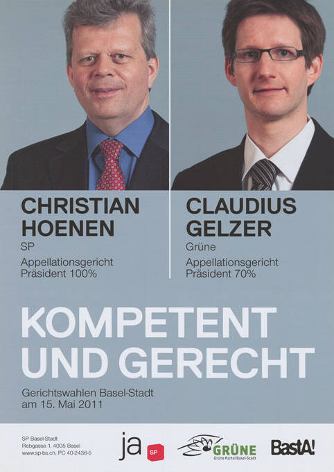 Christian Hoenen, Claudius Gelzer, Kompetent und gerecht, Gerichtswahlen Basel-Stadt, SP, Grüne, BastA!