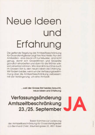 Neue Ideen und Erfahrung, Verfassungsänderung Amtszeitbeschränkung, Ja