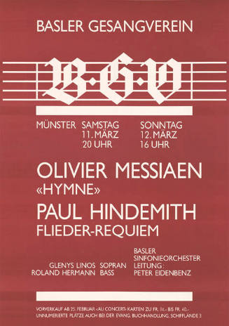 Basler Gesangverein BGV, Olivier Messiaen, Paul Hindemith