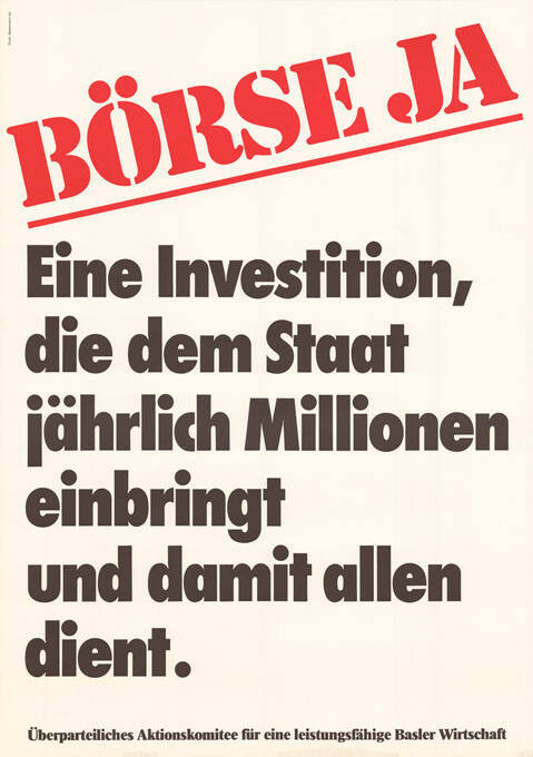 Börse Ja, Eine Investition, die dem Staat jährlich Millionen einbringt und damit allen dient.