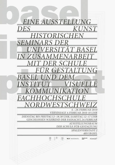 Basel im Plakat, Ausstellungsraum der Schule für Gestaltung, Basel