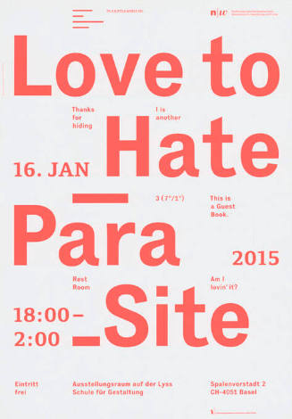 Love to Hate – Para_Site, Plakatsammlung, Ausstellungsraum auf der Lyss