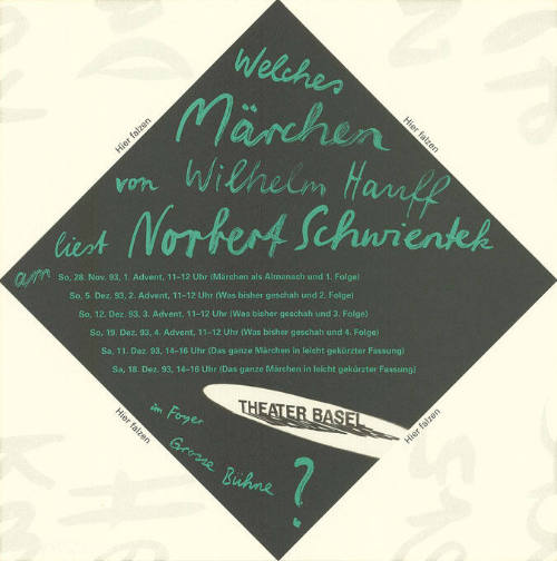 Welches Märchen von Wilhelm Hauff liest Norbert Schwientek im Foyer Grosse Bühne? Theater Basel