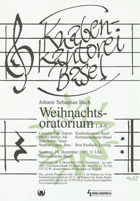 Knabenkantorei Basel, Weihnachtsoratorium, Johann Sebastian Bach