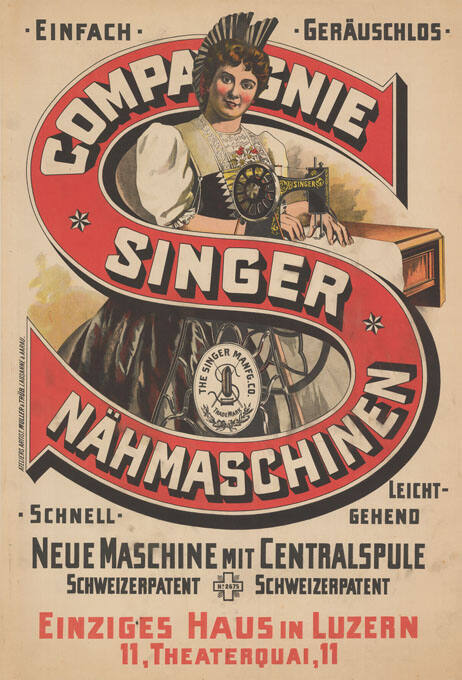 Compagnie Singer Nähmaschinen, Neue Maschine mit Centralspule, Schweizerpatent, Einziges Haus in Luzern