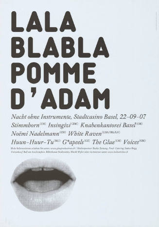 Lala Blabla Pomme d’Adam, Nacht ohne Instrumente, Stadtcasino Basel