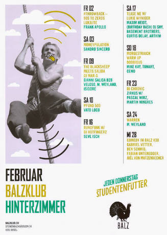 Februar, Balzklub, Hinterzimmer, Balz