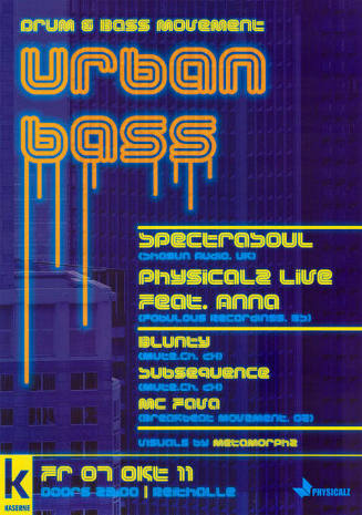 Drum & Bass Movement, Urban Bass, Spectrasoul, Physicalz Live feat. Anna, Blunty, Subsequence, MC Fava, Kaserne Basel