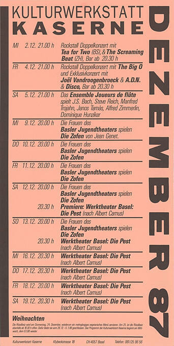 Kulturwerkstatt Kaserne, Dezember 87