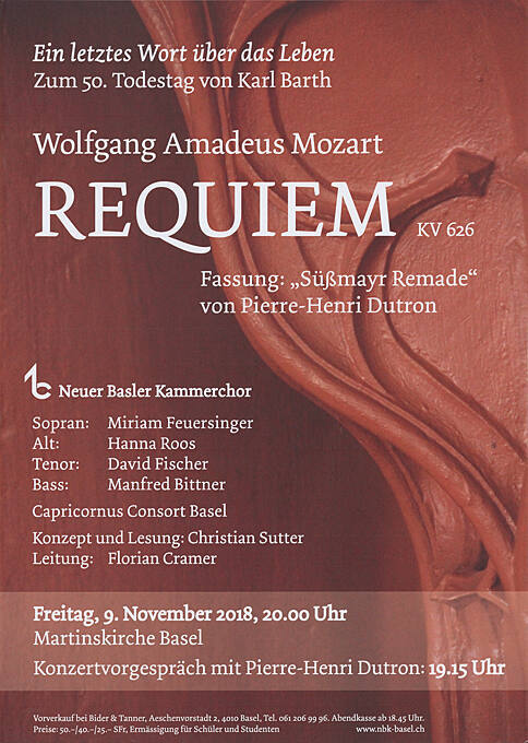 Wolfgang Amadeus Mozart, Requiem, Martinskirche Basel