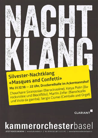 Nachtklang, Silvester-Nachtklang, «Masques and Confetti», Kammerorchester Basel