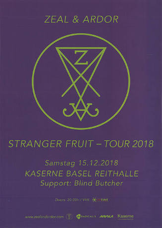 Zeal & Ardor, Stranger fruit - Tour 2018, Kaserne Basel, Reithalle