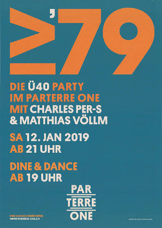 ≥ ’79, Die Ü40 Party im Parterre One