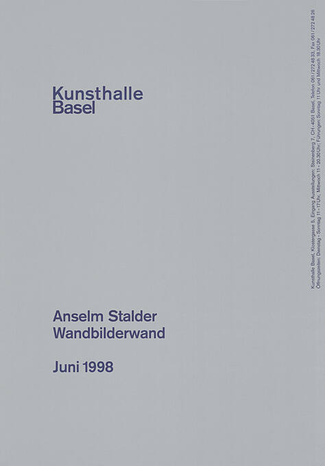 Anselm Stalder, Wandbilderwand, Kunsthalle Basel