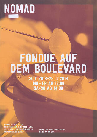 Fondue auf dem Boulevard, Nomad Eatery & Bar, Basel