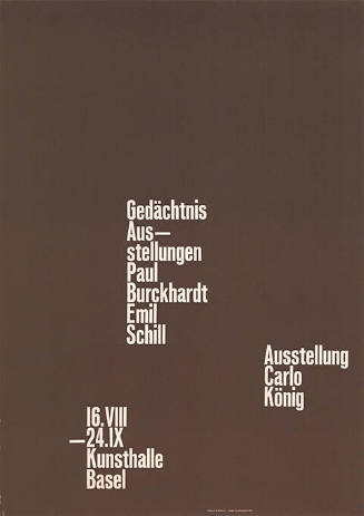 Gedächtnisausstellungen Paul Burckhardt, Emil Schill, Ausstellung Carlo König, Kunsthalle Basel