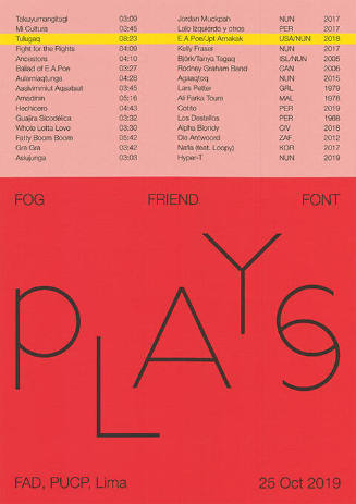 Fog Friend Font, Plays, FAD, PUCP, Lima